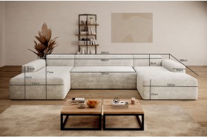 Narożnik beżowy w kształcie litery U EMPIRE