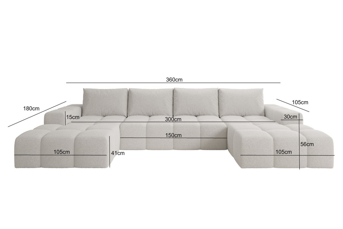 Narożnik jasnoszary w kształcie litery U CENTO