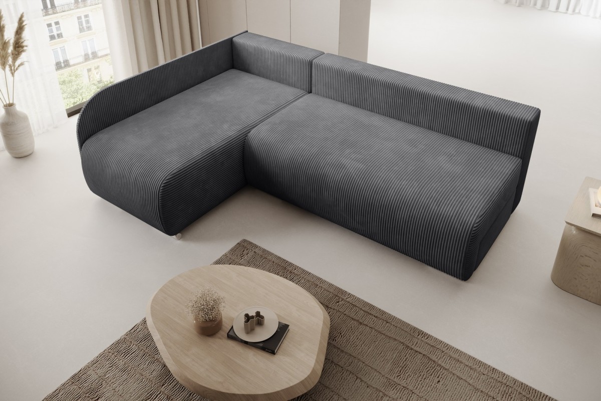 Narożnik ciemnoszary z funkcją spania w...