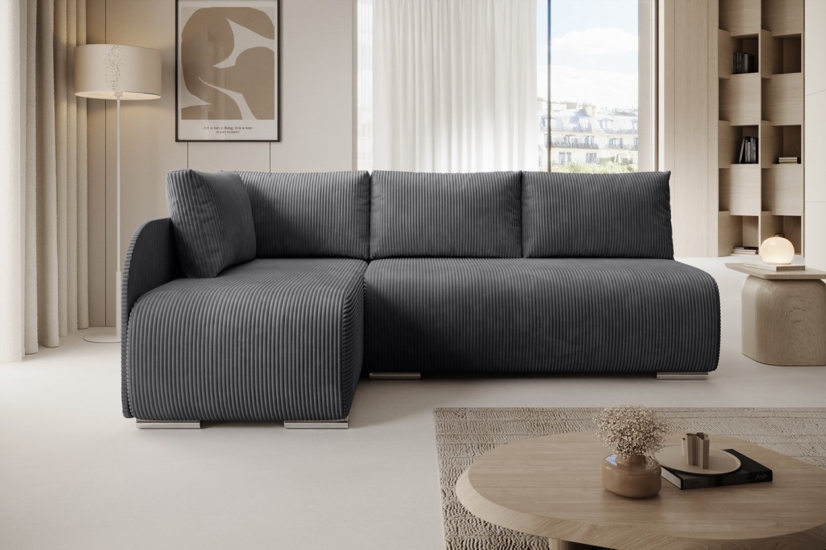 Narożnik ciemnoszary z funkcją spania w...