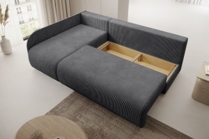 Narożnik ciemnoszary z funkcją spania w kształcie litery L PICO