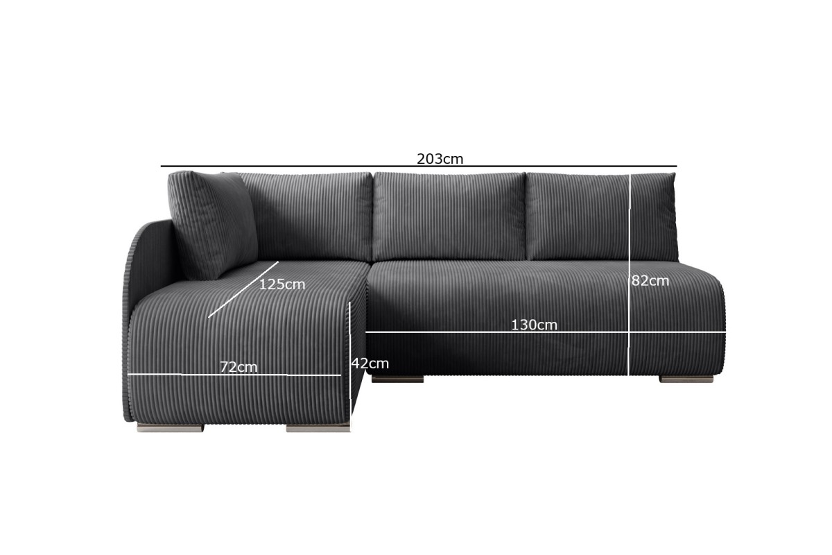 Narożnik ciemnoszary z funkcją spania w...