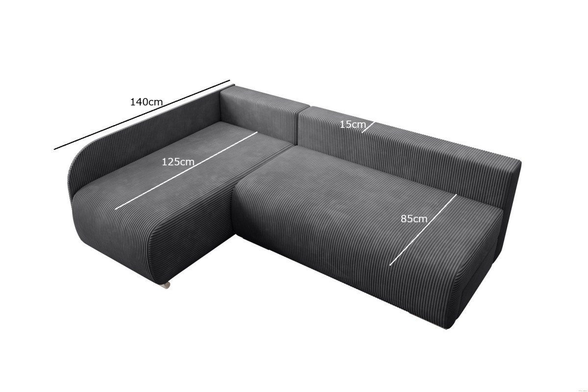 Narożnik ciemnoszary z funkcją spania w...