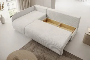 Stylowy beżowy narożnik w kształcie litery L Pico| Meble wypoczynkowe