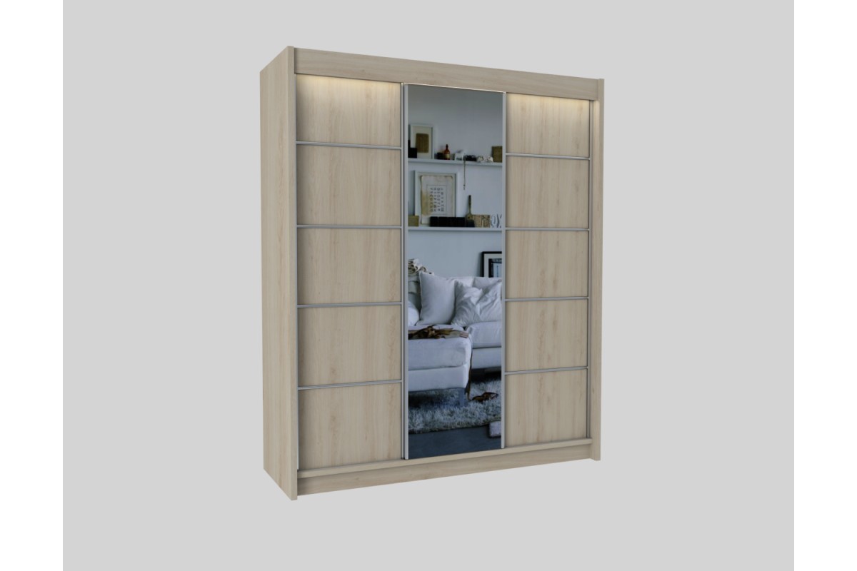 Trzydrzwiowa szafa przesuwna 180 z lustrem MARETA