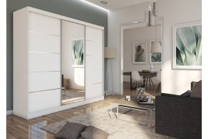 Biała szafa przesuwna 240 z lustrem MARETA