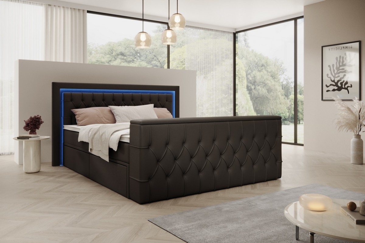 Łóżko kontynentalne 180x200 AROSA TV czarne