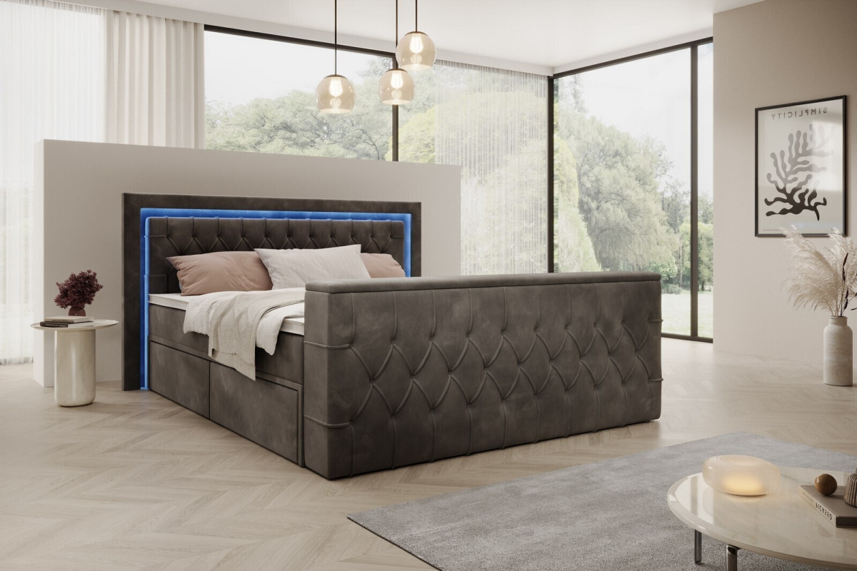 Łóżko kontynentalne 180x200 AROSA TV grafitowe