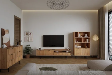 Zestaw EDSON hiroka - komoda 6s, regał i RTV 200
