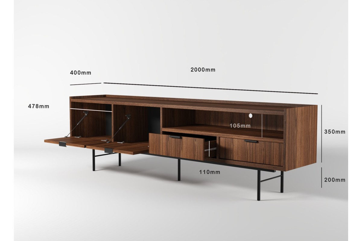 Szafka RTV 200 EDSON w kolorze orzech