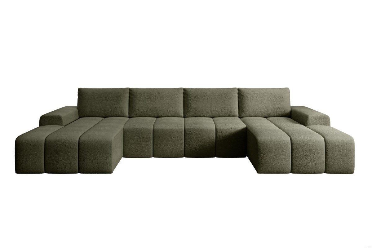 Narożnik ciemnooliwkowy w kształcie litery U CARLA