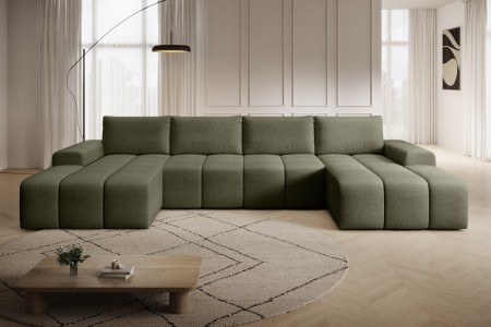 Narożnik ciemnooliwkowy w kształcie litery U CARLA 2