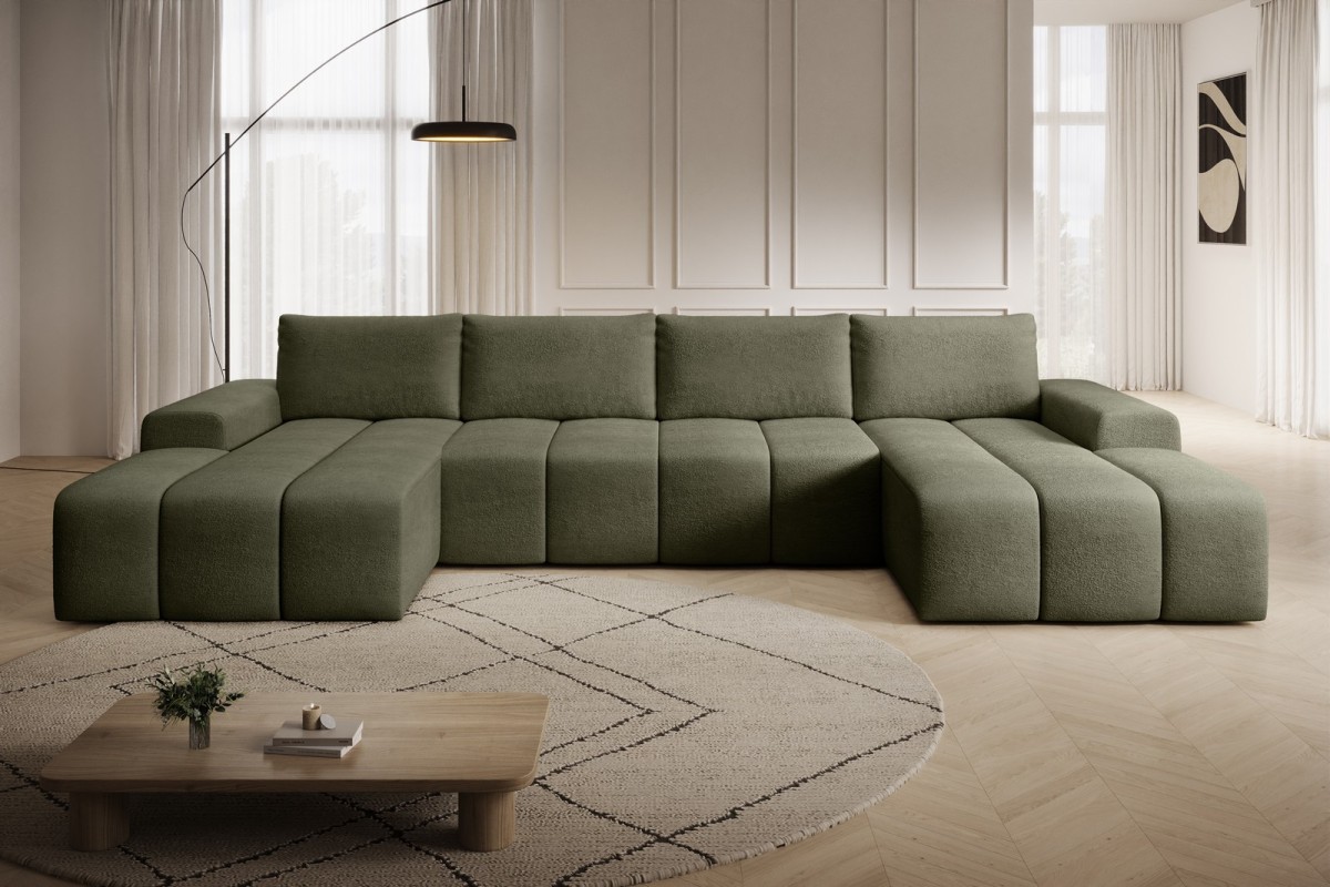 Narożnik ciemnooliwkowy w kształcie litery U CARLA