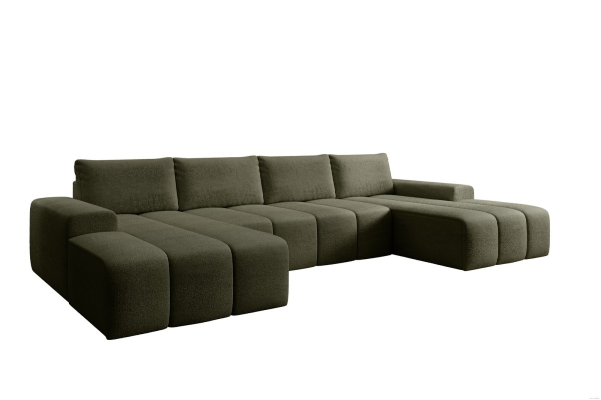 Narożnik ciemnooliwkowy w kształcie litery U CARLA