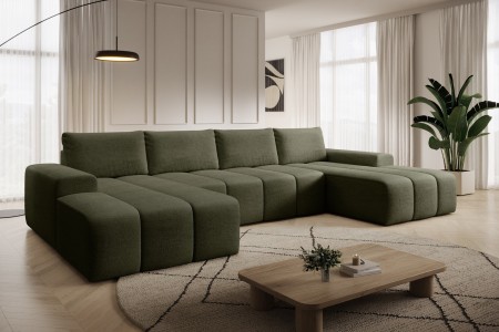 Narożnik ciemnooliwkowy w kształcie litery U CARLA