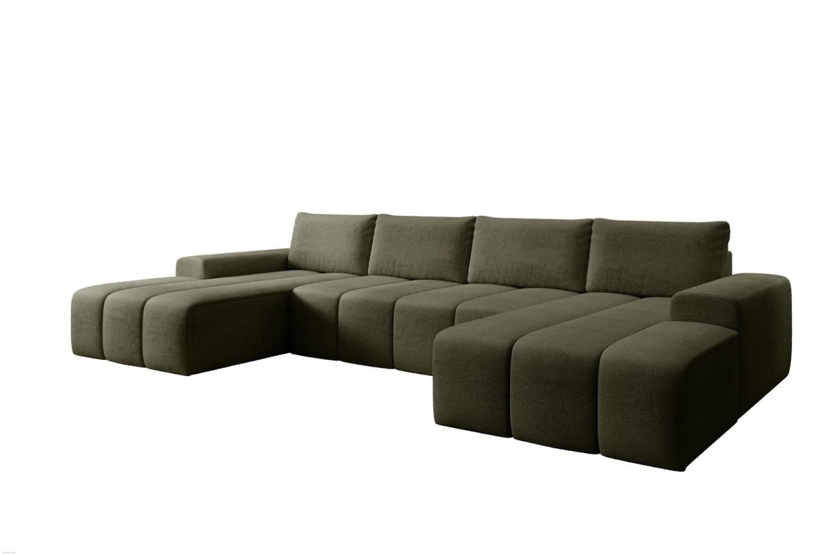 Narożnik ciemnooliwkowy w kształcie litery U CARLA