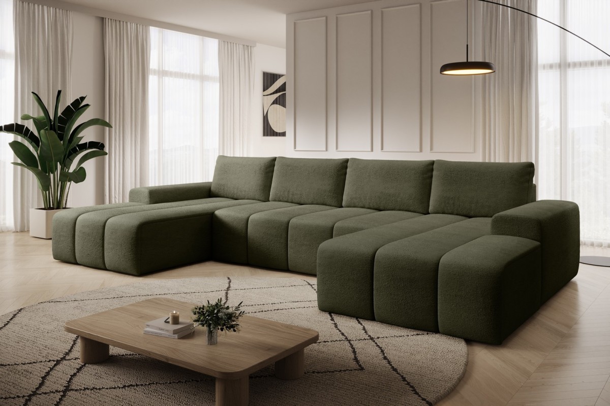 Narożnik ciemnooliwkowy w kształcie litery U CARLA