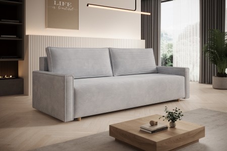 Sofa jasnoszara z funkcją spania Veluto