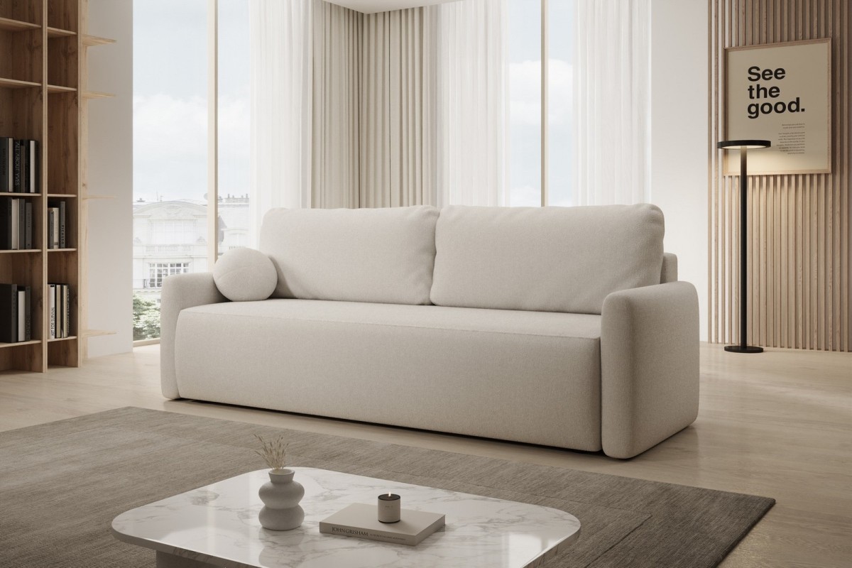 Sofa beżowa z funkcją spania Pisilli
