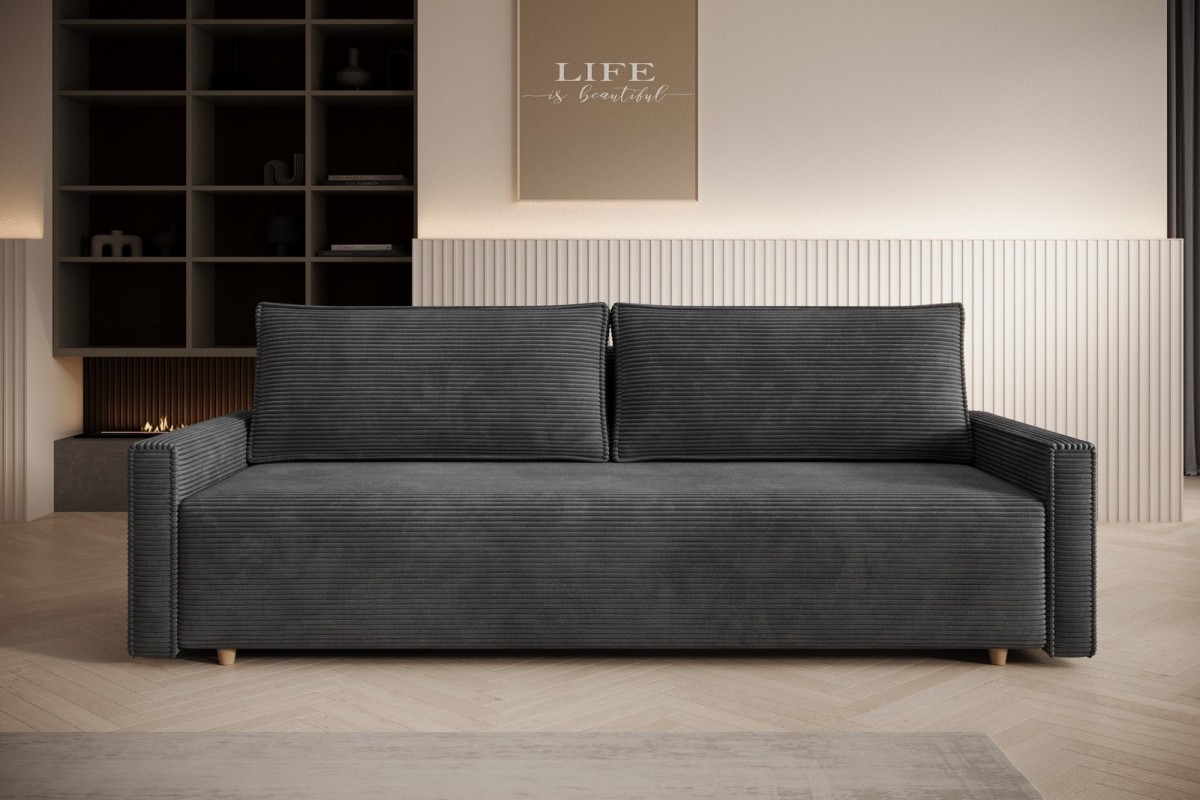 Sofa ciemnoszara z funkcją spania Veluto
