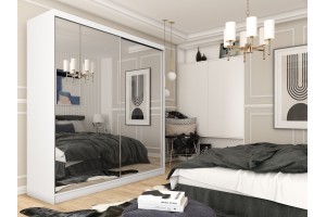 Biała szafa przesuwna 200 BALDER z lustrem