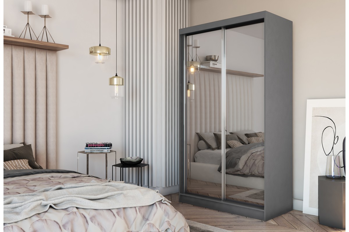 Czarna szafa przesuwna z lustrem 120 BALDER