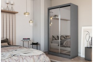 Czarna szafa przesuwna z lustrem 120 BALDER