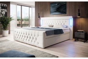 Sypialniane łóżko 140x200 z oświetleniem led