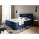 Granatowe pikowane łóżko kontynentalne z szufladami