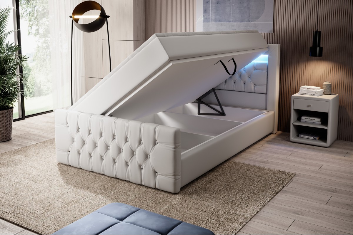 Łóżko kontynentalne białe 120x200 z pojemnikiem