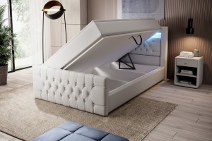 Łóżko kontynentalne białe 120x200 z pojemnikiem