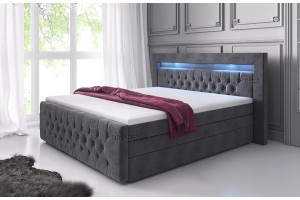 Szare łóżko kontynentalne 180x200 z pojemnikiem