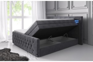 Kontynentalne łóżko 180x200 z pojemnikiem na pościel i LED