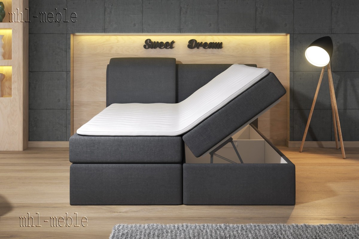 Kontynentalne łóżko z materacem i pojemnikiem 160x200