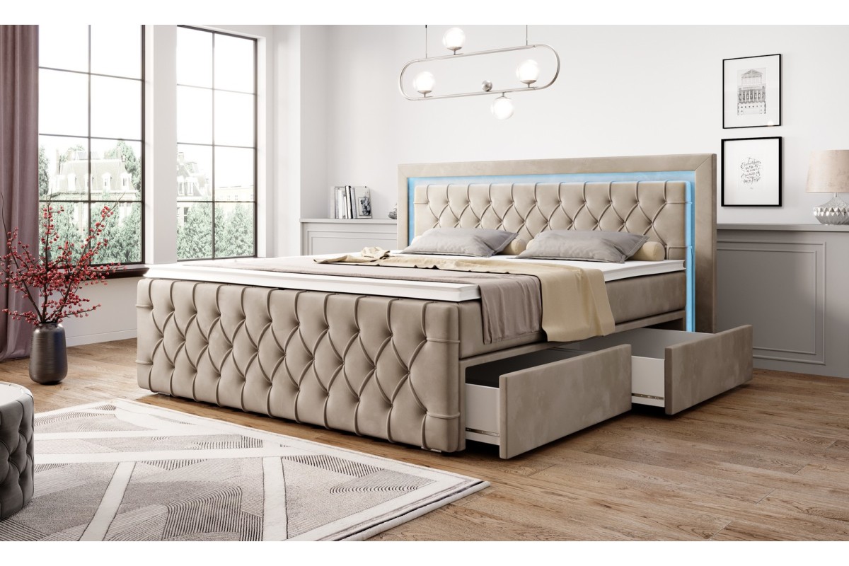 Łóżko kontynentalne 180x200 z szufladami