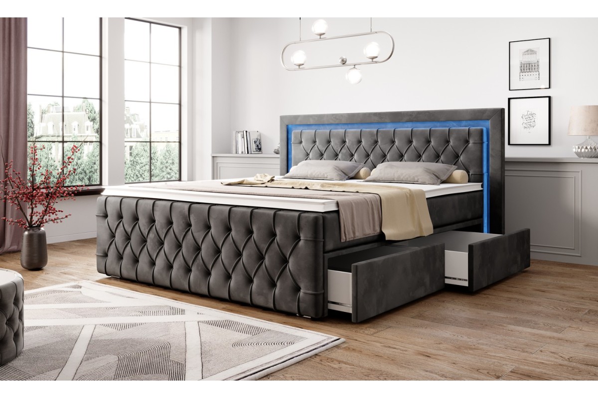 Łóżko sypialniane kontynentalne 180x200 z szufladami