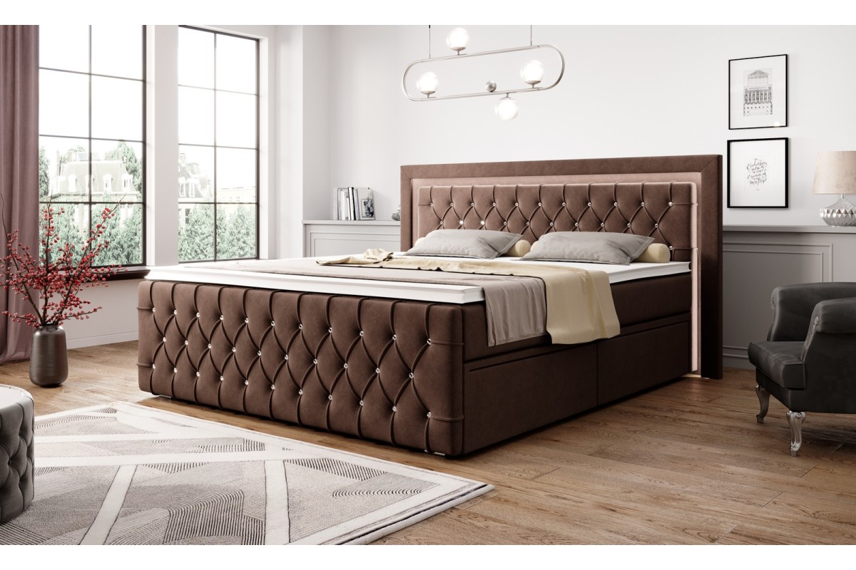 Łóżko kontynentalne 180x200 do sypialni z szufladami