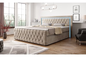 Łóżko kontynentalne 160x200 z oświetleniem led