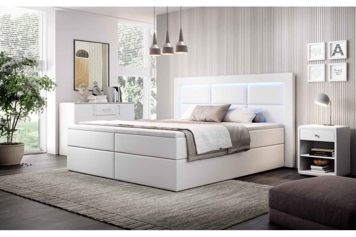 Łóżko kontynentalne 160x200 z oświetleniem led