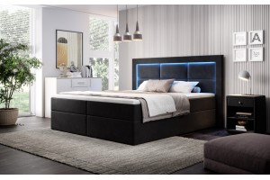 Łóżko kontynentalne 160x200 z pojemnikiem i oświetleniem led