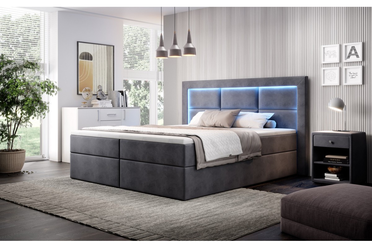 Łóżko kontynentalne 160x200 do sypialni z pojemnikiem