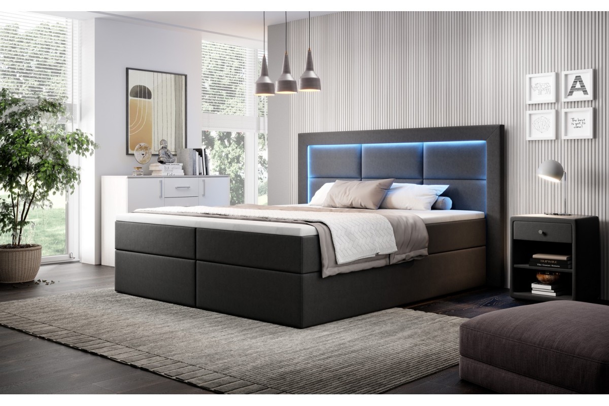 Łóżko kontynentalne 180x200 z oświetleniem led