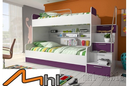 PARADISE 2 - łóżko piętrowe fioletowy połysk