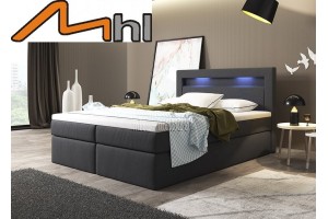 Czarne 140x200 łóżko kontynentalne LAZIO z pojemnikiem na pościel