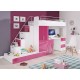 Meble młodzieżowe różowe PARADISE 5 z łóżkiem piętrowym i biurkiem