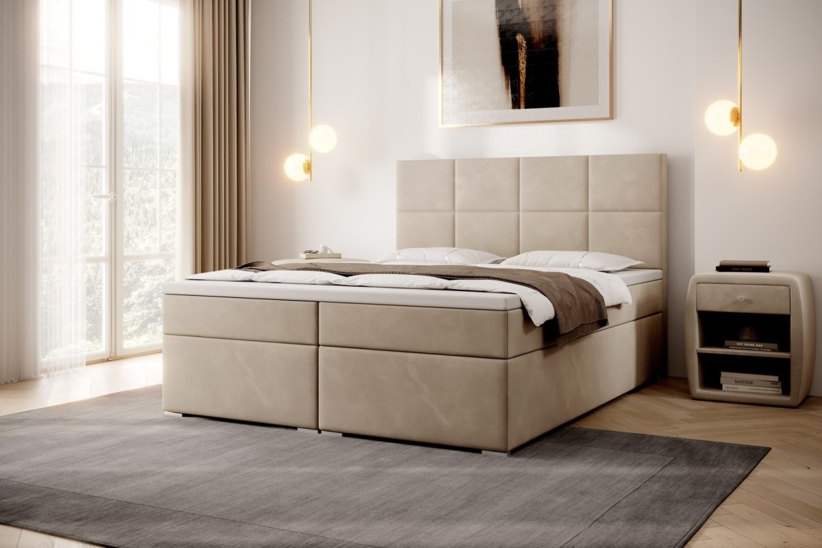 Sypialniane łóżko 160x200 z materacem i pojemnikiem na pościel
