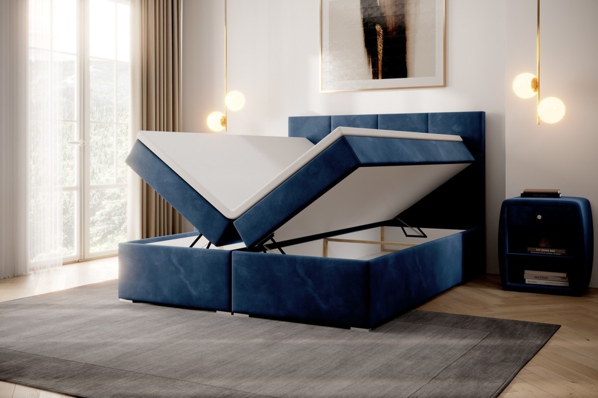 Łóżko kontynentalne 160x200 do sypialni z pojemnikiem