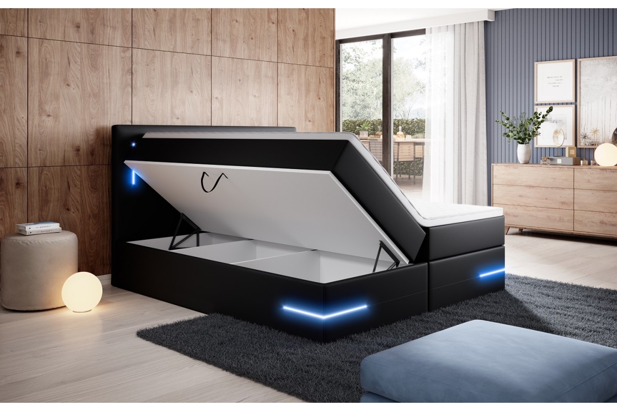 Kontynentalne łóżko 140x200 z oświetleniem led