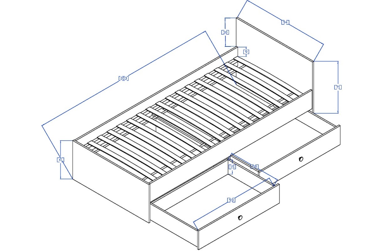 Łóżko 90x200 z szufladami ONYX1177