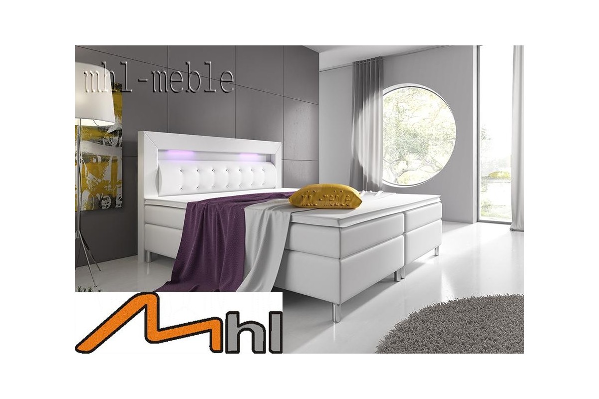 Łóżko kontynentalne 140x200 na nóżkach białe LETTO LED